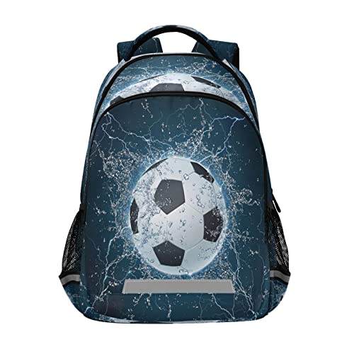 Quteprint Mochila para la escuela, mochila de viaje de balón de fútbol de hielo para hombres y mujeres, mochila escolar para libros, bolsa para laptop de 17 pulgadas, mochila casual para niños, niñas