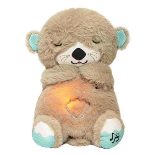 Image of Glyrnur Baby Sound Machine Breathing Otter, Sensory Details Music Lights Rhythmic Breathing Motion Musical Baby Toy Plush for Newborns (Battery Not Includ)