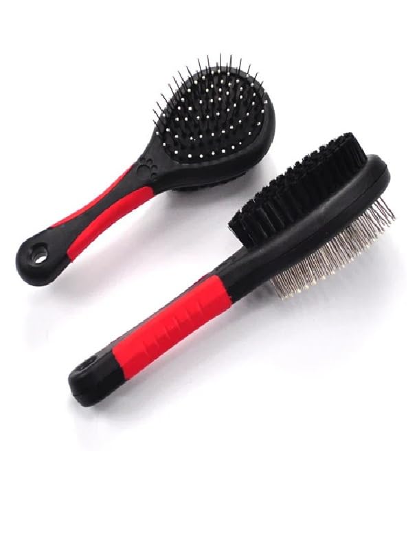 Double-Sided Pet Grooming Brush – 17.5 cm Small Dog Fur Brush, Gentle & Durable, Removes Loose Hair, Tangles & Mats, Comfortable Handle for Cats & Dogs