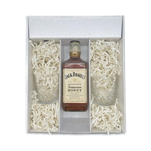 Coffret cadeau Blanc - Liqueur de Whisky - Jack Daniel's Honey - 2 Verres à whisky ARCOROC