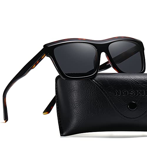 Noskin Vintage Square Polarized Sunglasses for Men Retro Eyewear Acetate Frame Metal Hinge2
