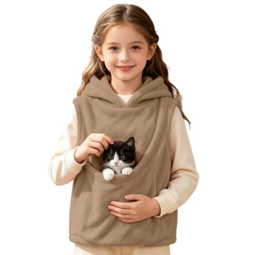 Hoodie With Pet Pouch,Hoodie With Dog Pouch,Pet Carrier Sweatshirt Khaki 140 - image 2
