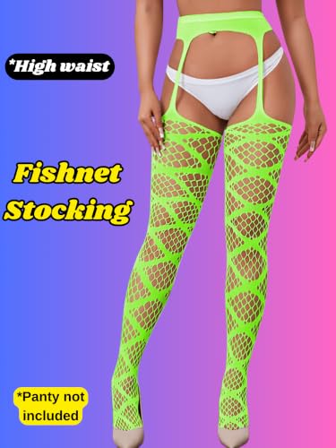 Image of Kaei&Shi Womens Thigh High Fishnet Garter Stockings Rave Party