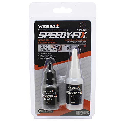 Visbella 7 Seconds Speedy Fix Filling and Reinforcing Dual Adhesive System Resin Instant Adhesive Welding Powder Kit, Water Resistance, Black