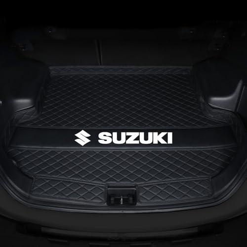 DIALFA Alfombra Maletero Coche para Suzuki Swift 2013-2025, Cuero Tronco Bandeja Protectora Funda Maletero Alfombra Antideslizante Coche Estera Maletero Accesorios,A Black