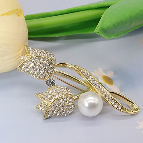 Image of Lavender flower brooch crystal rhinestone tulip brooch elegant accessories jewelry women brooches and pins fashion jewelry wedding flowers lapel pin