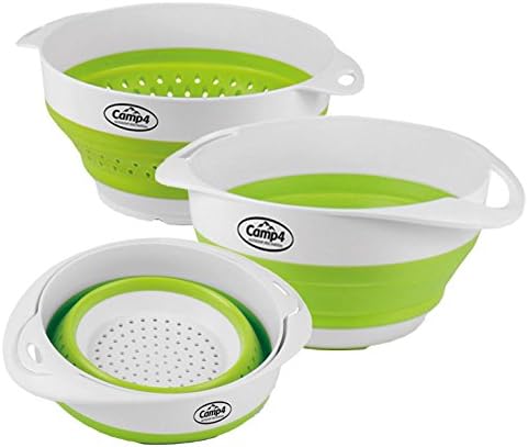 Camp4 Silicone Bowl and Silicone Sieve collapsible 2-in-1 White/Lime