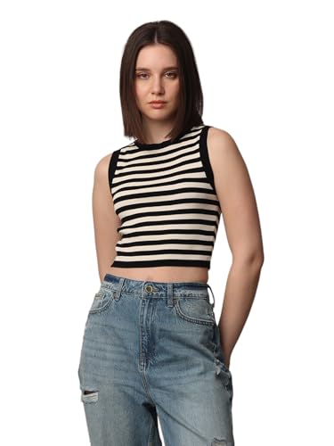 Image of ONLY Women's Rayon Blend Slim Fit Casual Crop Tank Top