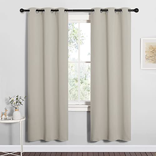 Image of NICETOWN Blackout Curtains for Bedroom, 72 inches Long Curtains & Drapes for Living Room, Thermal Insulated Window Treatment Draperies for Nursery (Natural, 34 inch by 72 inch)