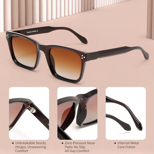 FEISEDY Square Sunglasses For Men Women Polarized Trendy Chunky Thick Frame Rectangle Shades Sun Glasses UV400 B02944