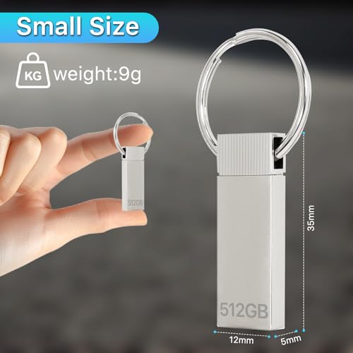 Chiavetta Usb 512 Gb, Poxfun Alta Capacità 3.0 Usb Unità Pendrive Impermeabile Pen Drive, Compatibile Con Computer Portatile/Desktop/Pc, Con Portachiavi (Argento) - 7