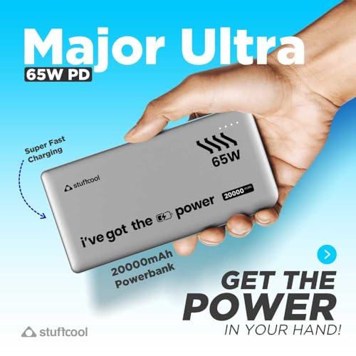 Stuffcool Major Ultra 65W PD Super Fast Charging 20000mAh Laptop Powerbank Supports Super Fast Charging 2.0, Charges macbooks, laptops, DSLRs and Gaming Console 3 41+Y+kfgQKL