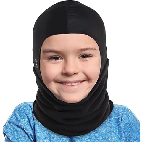 Tough Headwear Ski Mask for Kids - Kids Balaclava, Toddler Neck Warmer, Kids Helmet Liner - Kids Ski Neck Gaiter & Kids Ski Mask Fleece Hood Black Cover