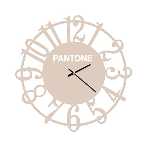Homemania Round Wall Clock for Living Room Kitchen Office Sand White Metal 40 x 0.15 x 40 cm
