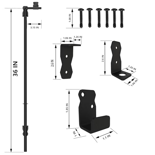 Image of Sdstone 36 Inch Heavy Duty Cane Bolt Gate Drop Rod,Gate Ground Latch Hardware for Wooden Fences,Metal Gates Doors Stopper for Gate Ground (Black Finish,2 Pack)