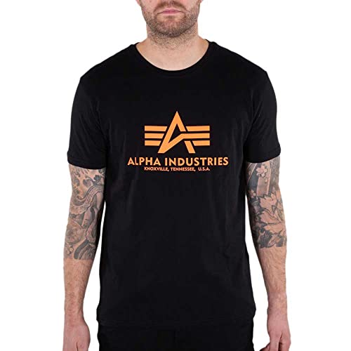 ALPHA INDUSTRIES Basic Reflective Print Maglietta da Uomo, 614-nero/riflettente Oran, M