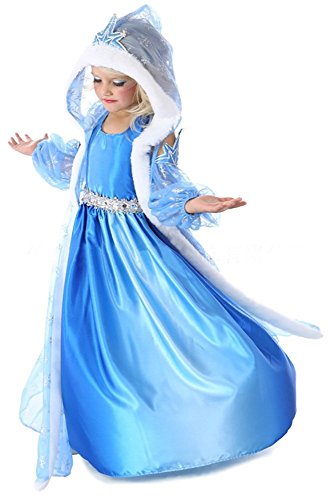 NICE SPORT Robe Princesse Reine des Neiges Frozen - Costume Enfant Fille - Déguisement Haute Qualité,Bleu, 140