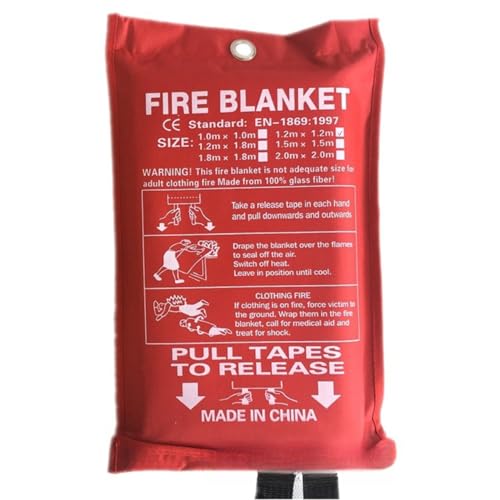 Image of Fiberglass Fire Blanket with Flame-Retardant Cotton Tapes,Emergency Fire Blankets for Home,Kitchen,Car,Hotel,47x71Inches, with Gloves,Safety Equipment Kitchen fire Extinguisher