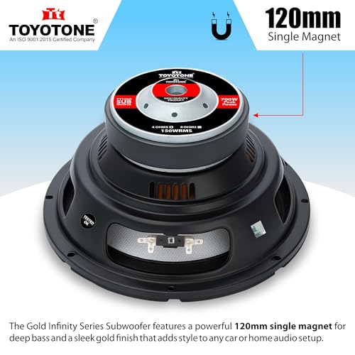Image of 10 inch Subwoofer Infinity Series 150W RMS /700W Peak Power / 1.5-Inch Copper Coil / 120mm Single Magnet Ideal for Upgrading Car Bass Tubes, Home Subwoofer Systems, and DIY Audio Projects (Golden)