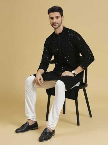 Image of Rajubhai Hargovindas Men Chikankari and Sequin Work Kurta