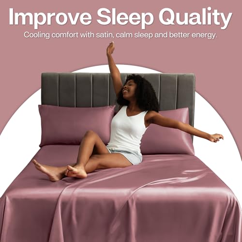 Image of MR&HM Satin Pillowcase for Hair and Skin, Silk Satin Pillowcase 2 Pack, King Size Pillow Cases Set of 2, Silky Pillow Cover with Envelope Closure (20x36, Rose Taupe)