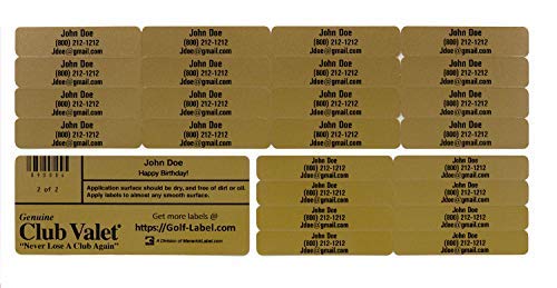 Customized Golf Club Labels – 24 Classy Identification Personalized Labels for Golf Clubs, Tools & More – Weatherproof, Fade Resistant