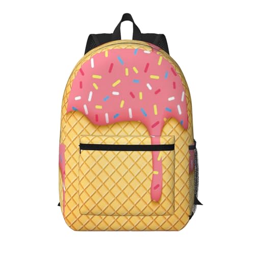 Sac à dos de voyage avec poche motif crème glacée noir 43 cm pour ordinateur et bagage cabine
