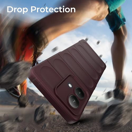 Image of A rtistque Liquid Silicone Stripes Back Cover Case for Motorola G84 5G | with Camera Protection | with Inner Fabric | Anti Slip Grip | AirBag Case - Maroon