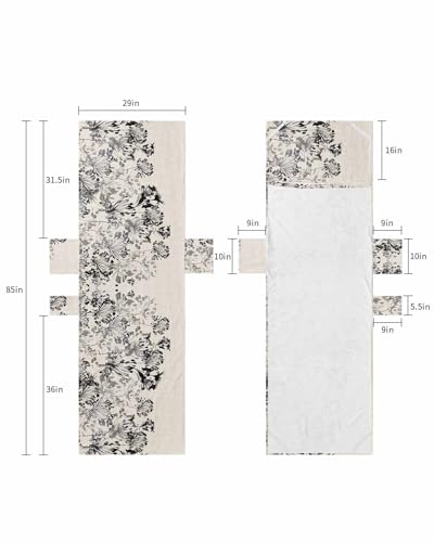 Black Grey Botanical Beach Lounge Chair Towel Cover, Soft Chaise Lounge Towel with Side Pockets Patio Pool Chairs Cover for Beach/Pool Sunbathing 29x85 Pastoral Spring Floral Rustic