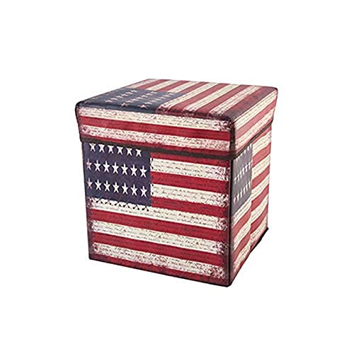 STORIA Storage Stool with Cushion Seat, Foldable Ottoman Organizer, Kids Toy Storage Box and Foot Rest Bench for Home Furniture, USA Flag Print-image-30