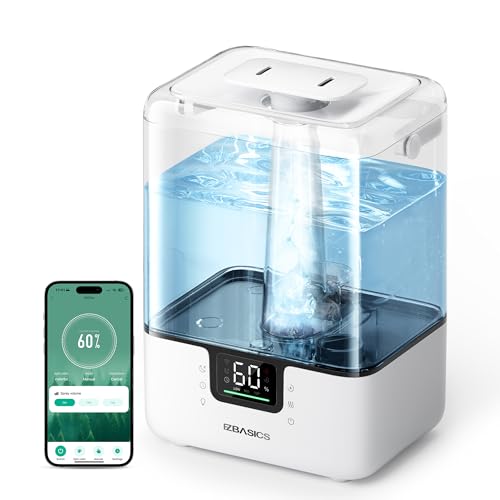 EZBASICS Smart Luftbefeuchter, 6L Top-Fill Luftbefeuchter Schlafzimmer, 360° Drehbare Düse Humidifier & Aroma Diffuser für Kinderzimmer Pflanzen, P