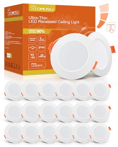Faretti LED da Incasso per Cartongesso Dimmerabili, 5W 450LM Luci da Soffitto Interno, Luce Calda 2700-3000K, Faretto led incasso IP44, Diametro Foro Ø75 - Ø85mm, AC 220-240V, Set di 20