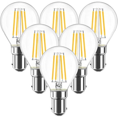 ANWIO B15 LED Golf Small Bayonet Filament Bulb 40W Equivalent, 4W Small Bayonet P45 B15 Golf Led 2700K Warm White Led Light Bulb B15 Bayonet, 470Lm,220-240V,77 * 45MM,Non-Dimmable(6 PCS) Cover
