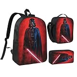 Tomphua Backpacks+Pen Bag+Lunch Bag Set Darth Lightsaber Vader Casual Elementary Daypacks Lightweight Elementary Laptop Backpack Camping Travel Bookbag