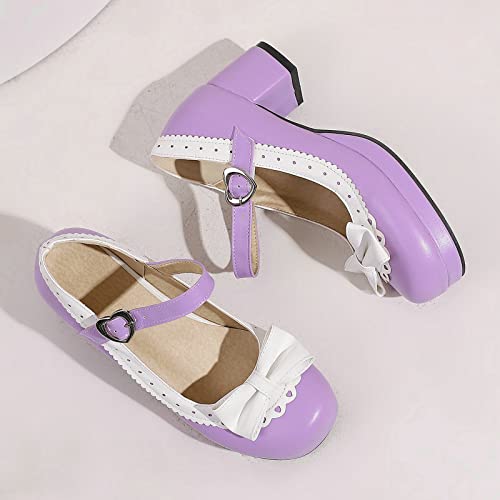 Women Bow Mary Jane Shoes Kawaii Pumps Platform Chunky Heeled Vintage Pumps Elegant Lolita Dress Shoes2