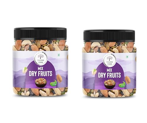 Image of Flavour Foodie Mix Dry Fruit 400gmx2 (Total 800gm) | Dried Almonds, Raisins, Cashewnuts, Berries, Seeds & Many More | High Energy Dry Nut Snacks For Gift | Jar Pack OF 1