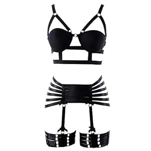 Full Body Harnas Bra Kousenband Set kooi Vrouwen Punk Gothic Lingerie Festival Rave Fotografie Dans Accessoires Plus…
