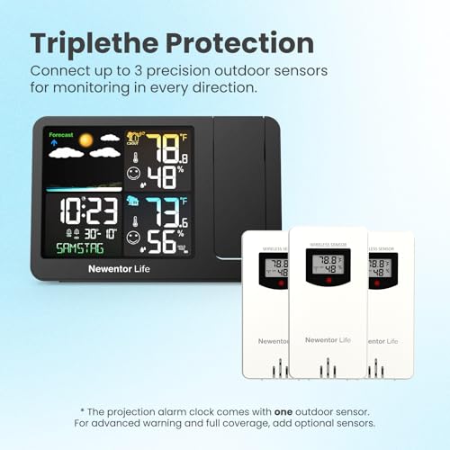 Newentor Life Projection Alarm Clock, Projector Alarm Clocks For Bedroom, Digital Indoor Outdoor Thermometer Wireless thumb #6