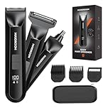MAXGROOM 3 in 1 Manscape Body Hair Trimmer for Men, Pubic Hair & Ball Shaver with Controllable LED Light, IPX7 Waterproof Body Groomer, LED Display USB Type-C Rechargeable