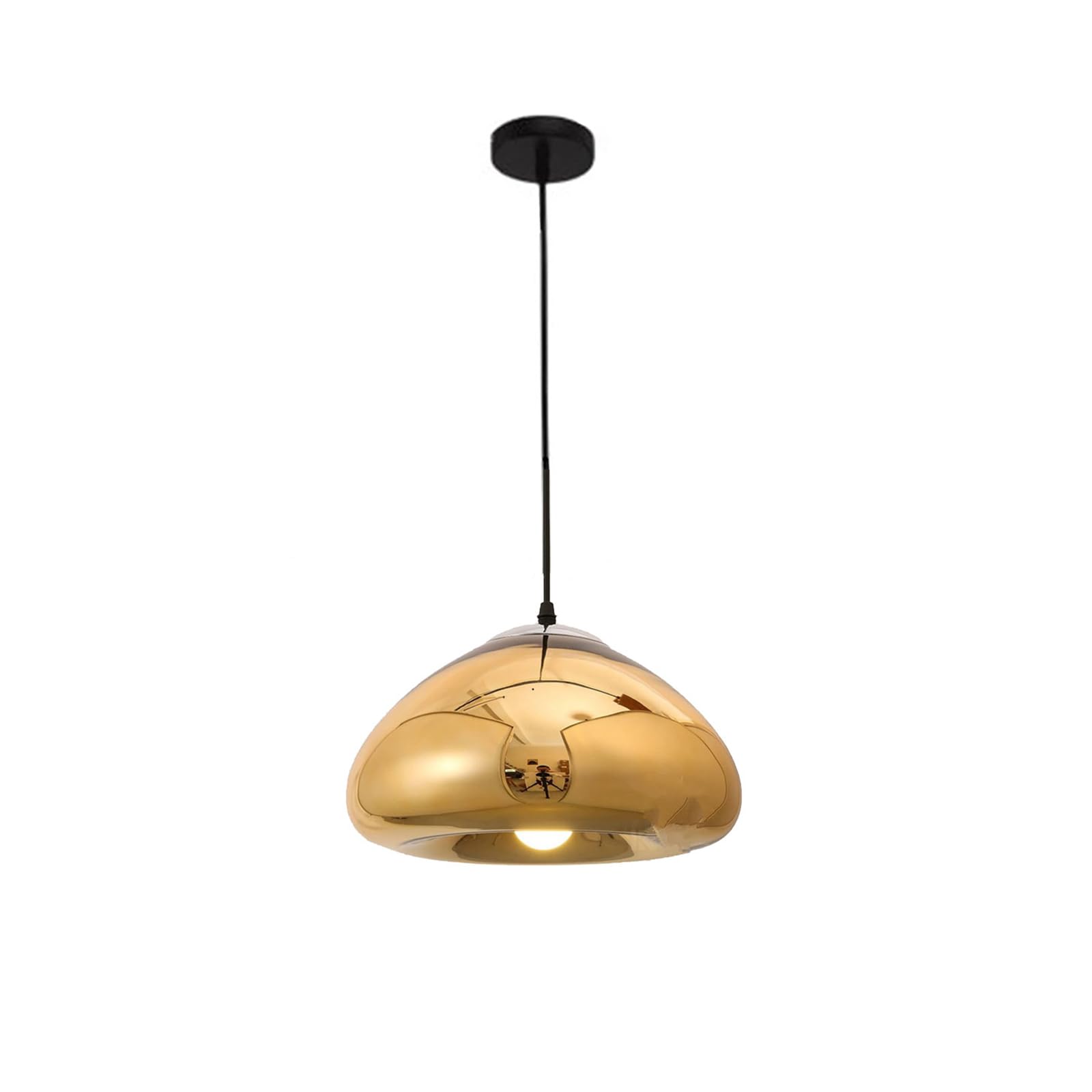 S-Cevada Lámpara Colgante Moderna de Vidrio Dorado 30cm Esférica Lámpara Suspendida Iluminación Interior para Comedor Cocina Isla Dormitorio Pasillo Bar (Dorado)