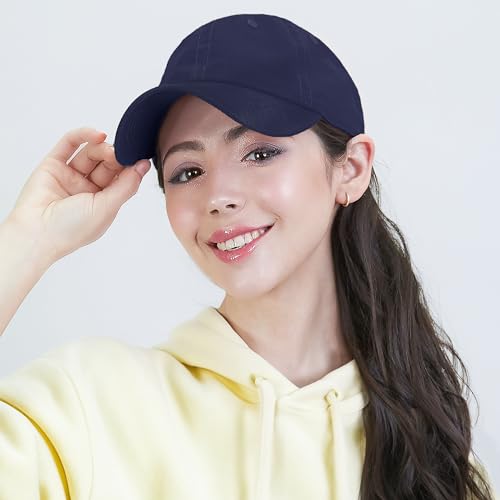 Image of Cotton Baseball Cap Dad Hat - Washed Low Profile Adjustable Hat for Men Women Casual Outdoor Running Golf