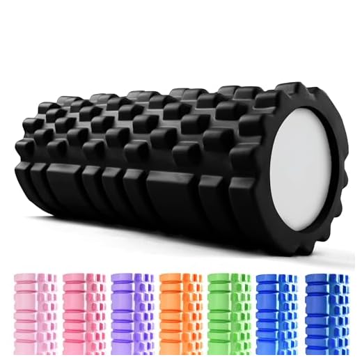 unycos - Rodillo de Masaje Muscular, Cilindro de Espuma Dura Multifuncional para Fisio, Fitness, Pilates, Yoga, Relajación, Recuperación, Foam Roller con 3 Niveles de Acción Terapéutica (Negro)