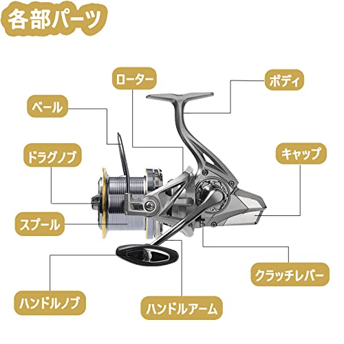 ZJIANC 投げリール 遠投リール リール8000番スピニングリール ギア比4.8:1 スピニングリール遠投 投げ釣りリール キスリール 岩釣り サーフ釣り ショアジギング 海釣り ドラグ力マックス18kg キス・カレイ・スズキ・クロダイ・シロギス・カワハギ・カサゴ・マゴチ釣り ハンドル左右交換可能 遠投投げ リール8000 (8000番) 8枚目