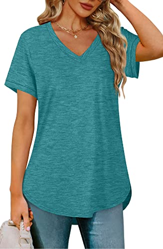 Womens Tunic Tops To Wear With Leggings V Neck T Shirts For Women Turquoise 2Xl #TOP7