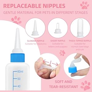Newborn Kitten Puppy Feeding Bottles for Nursing with Replacement Nipples, Pet Liquid Feeding Kit and Dog Pill Dispenser Kit Newborn Kitten Puppy Feeding Bottles for Nursing with Replacement Nipples Pet Liquid Feeding Kit and Dog Pill Dispenser Kit