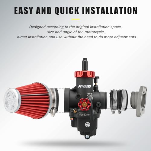 Image of NIBBI Carburetot for Hawk 250 Dirt Bike, with Air Filter Intake Manifold Connector, Hawk250 Carb upgrade Performance Enhancement (Replacement(PE28))
