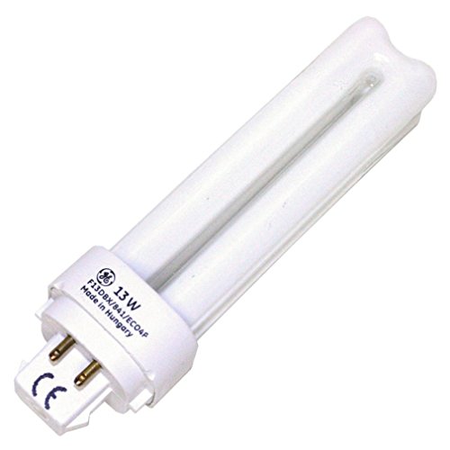 GE 97597 (4-Pack) F13DBX/841/ECO4P 13-Watt Quad-Tube Compact Fluorescent Light Bulb, Cool White 4100K, 900 Lumens, T4 Shape, G24q-1 4-pin Base