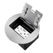 Floor Outlet Recessed Floor Outlet Box Fast Charging 4.8A USB A+Type C Port 20 Amp Receptacle Kit USB, Silver