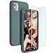 JASBON Coque pour iPhone 11, Coque Silicone Liquide avec Protecteur d'écran Gratuit Housse Protective Etui Anti-Choc Anti-Rayure Gel Case pour iPhone XI - Vert Forêt