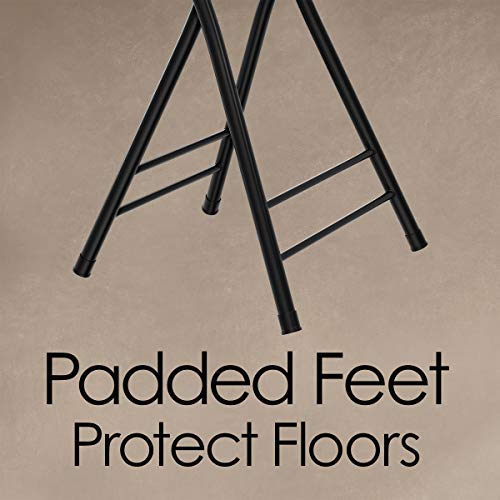 Trademark Home Folding Stool – Heavy Duty 24-Inch Collapsible Padded Round Stool With 300 Pound Capacity For Dorm, Rec Room Or Gameroom (Black) (161263Ama) #TOP3
